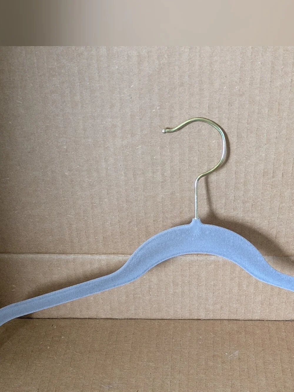 Joy Mangano Gray Velvet Non Slip Slim Hangers with Gold Tone Swivel Hooks Set 12